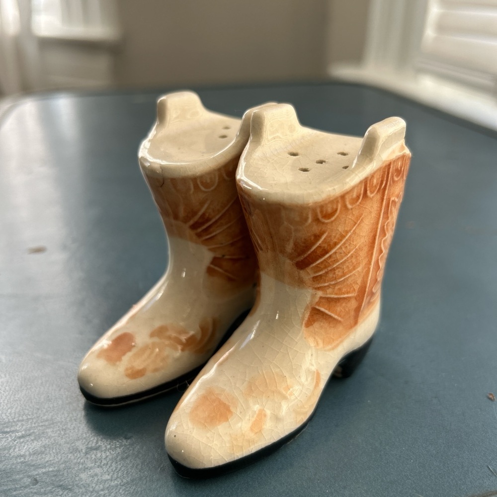 Ceramic Cowboy Boot Salt and Pepper Shakers